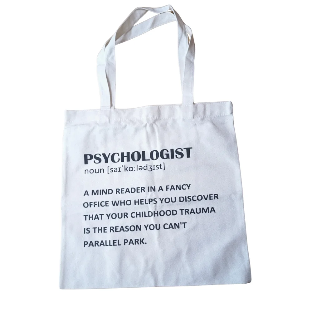 💜 White Tote Bag with Fun Print